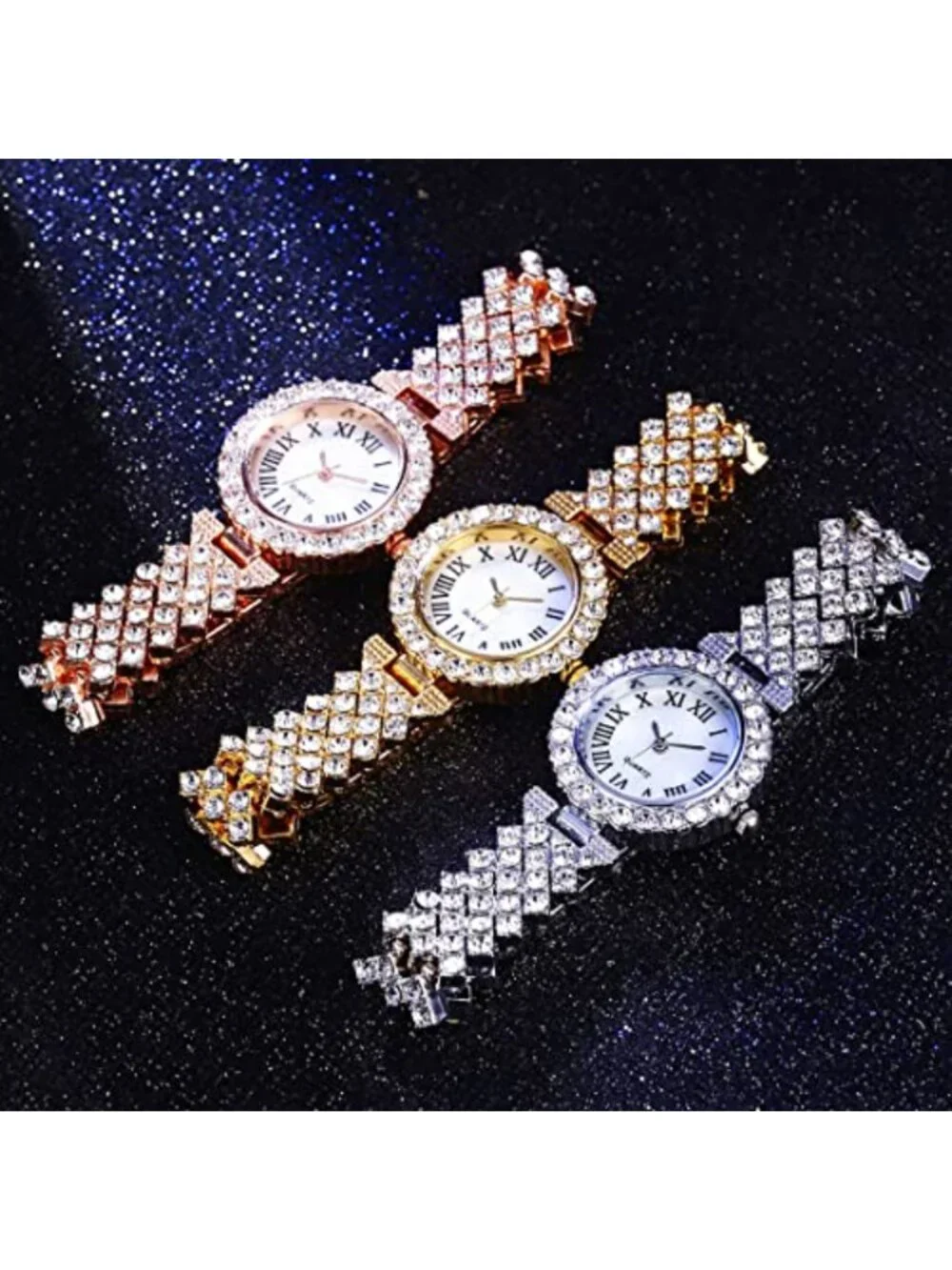 Luxury Diamond Bangle Bracelet Watch Set Quartz Movement Women's Dress Wrist